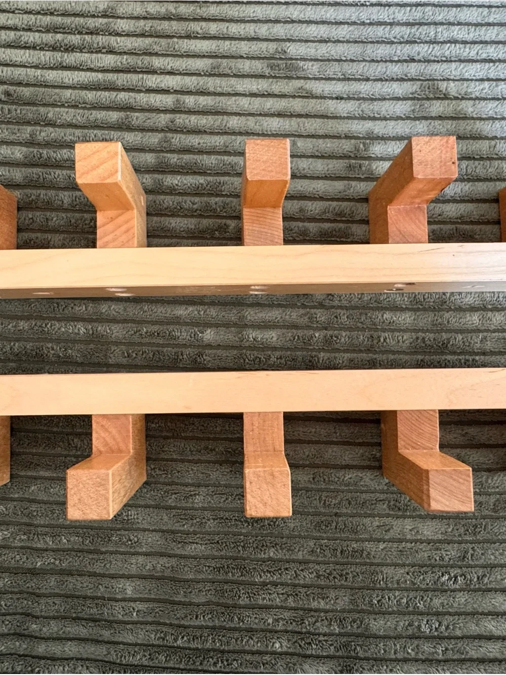 SET OF 2 Wood Wall Hook Rack in Light Natural Finish - Home Wall Decor